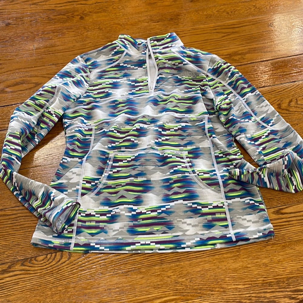 Fila Sport athletic pullover, zip front. Green, blue and purple. Size Large.